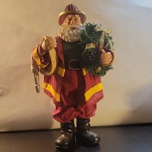 Clothtique Firefighter Santa Figurine  Possible Dreams